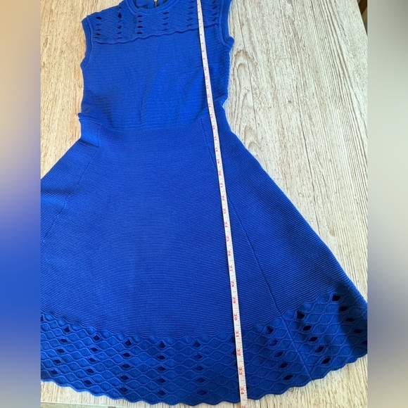 Ted Baker Zaralia Fit & Flare Knit Skater Dress Royal Blue with Cut Outs size 2 - Picture 10 of 12